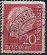ALEMANIA 1957 Scott 710 Sello Presidente Heinrich Lubke 20 Usado Michel 185 Allemagne Duitsland Germania Germany Alemagne Deutschland 